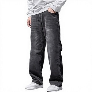 Pantalon en velours côtelé ample à taille mi-haute pour homme, coupe droite, effet usé, pour un style décontracté et tendance au quotidien - Product Image 1
