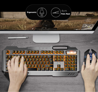 Clavier Mécanique Sans Fil RVB Ergonomique Rechargeable 104 Touches et Combo Souris, Ensemble Clavier Souris de Jeu pour Ordinateur