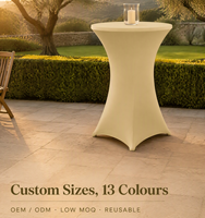 Housse de table cocktail extensible ajustée pour table haute ronde – Idéale pour la restauration, les mariages, les réceptions, les événements – Fournitures personnalisées pour organisateurs de fêtes
