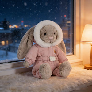 Juguetes de Peluche de Conejito con Traje de Esquí Jelly Catt al por Mayor - Regalo Perfecto, Regalo para Parejas de Boda, Peluche Estético con Cuello de Piel Rosa - Product Image 3