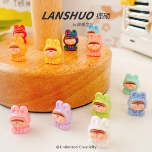 Figurine en résine de lapin de dessin animé, studio créatif DIY, décoration miniature pour la maison, artisanat fait main, cadeau - Product Image 3