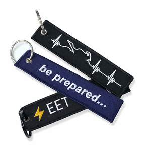 Livraison Rapide Porte-clés en Tissu Double Face Tissé Accessoires d'Aviation Jet Tags Broderie Personnalisée Logo Lettre Porte-clés - Product Image 2