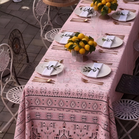 Nappe Jacquard à Motifs Ethniques Tribaux Bohèmes en Gros, Housse de Table en Tissu Tissé Bleu pour Mariages et Décoration d'Événements Extérieurs