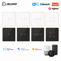 Interrupteur mural intelligent WiFi Zigbee compatible Tuya Alexa Google Home, cadre en alliage d'aluminium, panneau en verre, 1/2/3/4 voies, pour norme européenne