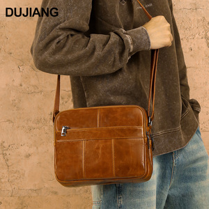 กระเป๋าคาดลำตัวผู้ชาย Dujiang หนังแท้ ความจุขนาดใหญ่ สำหรับธุรกิจและการเดินทาง สีน้ำตาล รุ่นซัมเมอร์ 2025 - Product Image 1