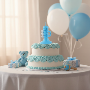 Candele per Bambini a Forma di Tromba H75 MM Blu Cielo - Product Image 3