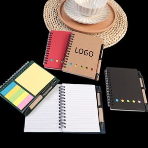 <b>Mini</b> <b>Notebook</b> Custom Cheap Spiral Notepad Self-adhesive Kraft Cover Notepad With Pen Sticky Notes for Promotion - Product Image 4