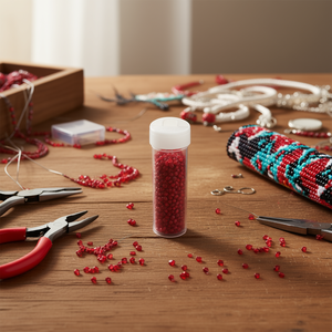 ลูกปัดอิลัน อาบาโรริโอสีแดง 04 สำหรับงานประดิษฐ์เครื่องประดับ 12 ชิ้นต่อหลอด - Product Image 3