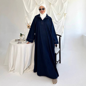 Vestido Abaya Informal de Mezclilla 2026 para Mujeres Musulmanas, Manga Larga, Cuello de Solapa, Corte Holgado, Ropa Islámica de Calle - Product Image 2