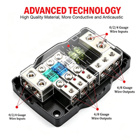 Boîtier de distribution de fusibles robuste à 3 circuits pour autoradio avec porte-fusibles mini ANL et LED rouge pour camping-cars et bateaux