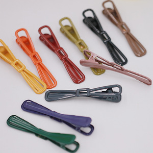 <b>Bow</b> Tie Hollow Duckbill Hair <b>Clip</b> 80x14mm Solid Color Daily Use Girly Bangs <b>Clip</b> - Product Image 2