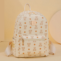 Sac à dos en PU de marque de créateur pour femme 2026, imprimé lettres européennes et américaines, fermeture éclair, doublure en polyester, tendance mode