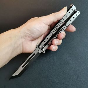 سكين تدريب على شكل فراشة سكين قابلة للطي من الفولاذ بالكامل متعددة الوظائف لعبة للكبار بمشط فراشة صغير غير شحذ - Product Image 3