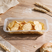 Vassoio Trasparente per Patatine con Scomparti Vari e Spazio per Salsa, in PET Riciclato per Alimenti, Imballaggio Sicuro per Alimenti
