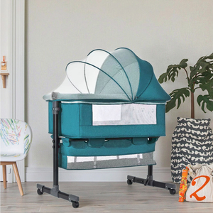 Cuna portátil plegable de altura ajustable para niños recién nacidos, cuna para bebé, cuna de viaje portátil con mosquitera - Product Image 2