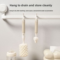 Ensemble de brosses de nettoyage multifonctionnelles en plastique durable pour sucette et bouteille avec poignée droite, tasse à bouteille avec insertion de carte