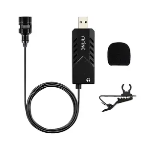 Fifine K053 USB Lapel Lavalier Microphone Wired for Computer Laptop Gaming Steaming Skype Recording 50-16,000hz FCC ROSH CE 1.0V