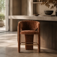 Tabouret de bar rembourré en tissu résistant à la rouille, hauteur de comptoir, pour îlot de cuisine