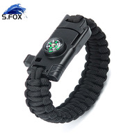 Vente en gros d'usine, livraison directe, bracelet de survie en paracorde 550 avec boussole et couteau