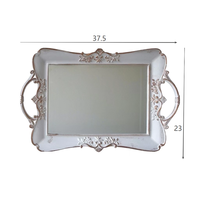 Plateau en plastique Art Déco avec logo personnalisé, miroir avec poignées, design feuille de laurier dorée, décoration de luxe faite à la main pour les cadeaux d'affaires et de mariage