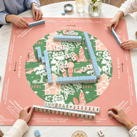 Tapis de Mahjong Américain Personnalisé avec Règles de Charleston et Guide de Triche, Housse de Table Antidérapante en Caoutchouc Silencieuse, Faible MOQ