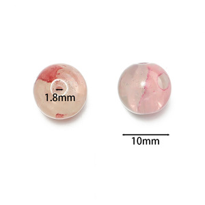 Cuentas de vidrio doradas de 10 mm, cuentas redondas sueltas para la fabricación de joyas, cadena para teléfono móvil, accesorios de bricolaje, material. - Product Image 4