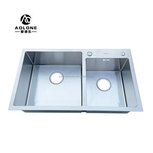 304 Évier double fait à la main de haute qualité Or Évier de cuisine de luxe Double bol - Product Image 6