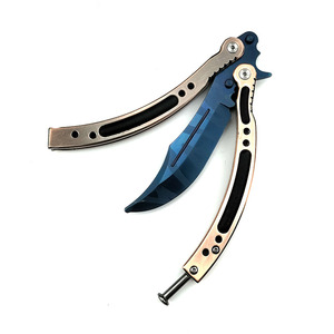 Couteau papillon d'entraînement non affûté en alliage de zinc - <span class=keywords><strong>Balisong</strong></span> de sécurité pour la personnalisation DIY et l'entraînement au flip - Product Image 4