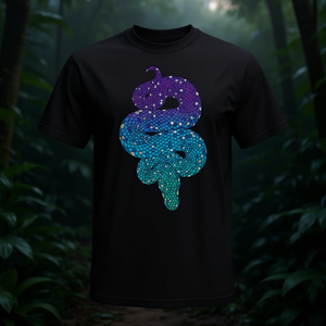 T-shirt haut de gamme avec motif d'écailles de serpent abstrait coloré, unisexe, taille L - Product Image 3