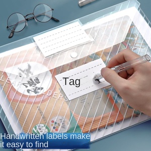 A4 Document <strong>Folder</strong> Wholesale Classic Twill Button PP Transparent Customizable Printable Logo Exam Paper Storage Filing Bag - Product Image 2