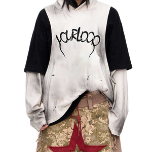 Streetwear Double Layer 100% Cotton Long Sleeve Hooded <b>Tshirts</b> High Quality Custom Acid Wash <b>Tie</b>-<b>dye</b> Hoodie - Product Image 1