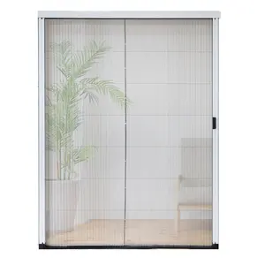 Anti Mosquito Retractable Pleated Mesh Folding Insect Fly Trackless Security Sliding Aluminum Portable Screens Door