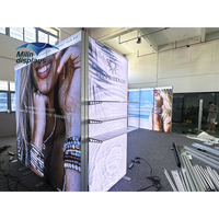 Étagères d'exposition pour salon professionnel en aluminium de 20 pieds (6 m) à support libre, éclairées, avec tissu rétroéclairé, stand d'exposition, boîte lumineuse publicitaire