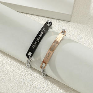 Je t'aime plus Bracelet d'identification personnalisé pour hommes femmes en acier inoxydable chaîne à maillons <span class=keywords><strong>gourmette</strong></span> cubaine personnalisée graver Bar Bracelet Bracelet - Product Image 5