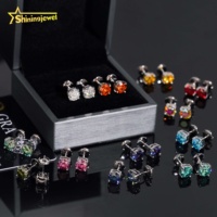 Boucles d'oreilles clous en moissanite multicolore rose, argent 925, certificat GRA, 0,5 ct, 1 ct, classiques, vente en gros