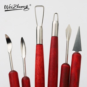 Weizhuang Z006 Juego <span class=keywords><strong>de</strong></span> 6 Cuchillos <span class=keywords><strong>de</strong></span> Acero Inoxidable con Mango <span class=keywords><strong>de</strong></span> Madera Roja, Herramientas <span class=keywords><strong>de</strong></span> Tallado <span class=keywords><strong>de</strong></span> Doble Punta, para Escultura en <span class=keywords><strong>Arcilla</strong></span>, Reparación y Arte - Product Image 4