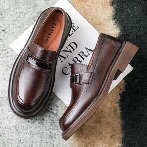 FAPAI.EC Mocassins en cuir pour hommes, en cuir de vachette pleine fleur, semelle souple, chaussures décontractées et habillées à talon bas pour adultes - Product Image 4