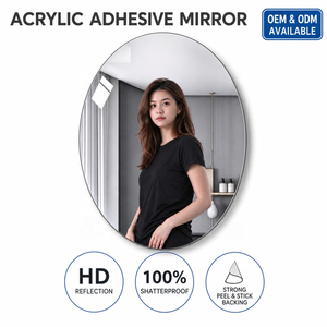 Miroir adhésif en acrylique incassable, léger, sans cadre, en forme ovale 3D, personnalisable en gros - Product Image 3