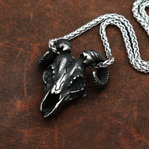 Pendentif tête de mouton squelette yunnique en argent tibétain, chaîne de pull pour homme, chaîne en os de dragon de 60 cm - Product Image 3