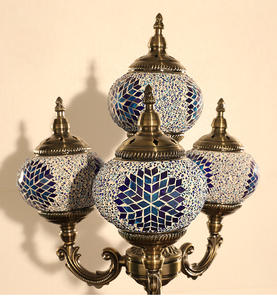 Lampe de table marocaine en verre coloré <span class=keywords><strong>Marrakech</strong></span> 4 Globes, lampe de table ottomane turque en mosaïque - Product Image 6