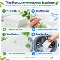 Feuilles de lessive biodégradables super concentrées jetables en gros, nettoyage en profondeur, faible mousse, marque privée personnalisée pour