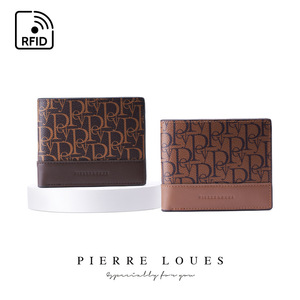 Pierre Loues Men's Bi-Fold <b>Wallet</b> 5 Inch RFID Blocking Letter Print <b>Brown</b> Black Box Everyday Use - Product Image 4