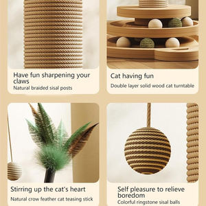 4 In1 in legno gatto giocattoli con raschietti di corda sostenibile per gatti Teaser per interni giocattolo interattivo per gatti - Product Image 4