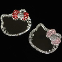 Nouvelle coque de téléphone en alliage motif chat de dessin animé avec miroir, accessoires de décoration DIY ornés de diamants, nœuds et décorations