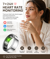 Anillo Inteligente de Aleación de Titanio con Monitor de Oxígeno en Sangre y Sueño, Anillo Inteligente con Control por Gestos a Prueba de Agua 5ATM para Android/iOS