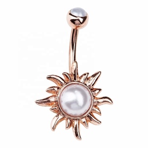 De acero inoxidable chapado en oro de ópalo sol belle piercing en el ombligo, joyería sexy - Product Image 1