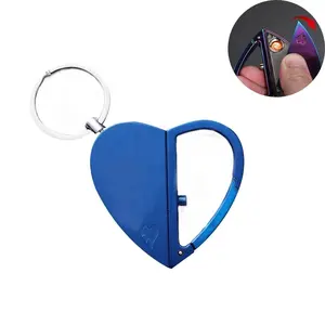 Ky thời trang hình trái tim gấp Keychain vonfram dây nhẹ hơn USB sạc điện bật lửa thuốc lá