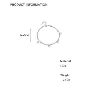 S925 Sterling Silver Double Chaîne Cinq Étoiles Charme Bracelets Bijoux pour Femmes Filles Cadeau Accessoires - Product Image 6