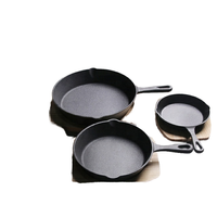 Poêle à frire classique à poignée unique en fonte 1 pièce ou 3 pièces comme ensemble