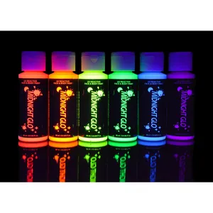 Set Of 6 Bottles 2 Oz /60ml Neon Makeup Fluorescent Blacklight Reactive UV Glow Paints Black Light Face And Body Paint